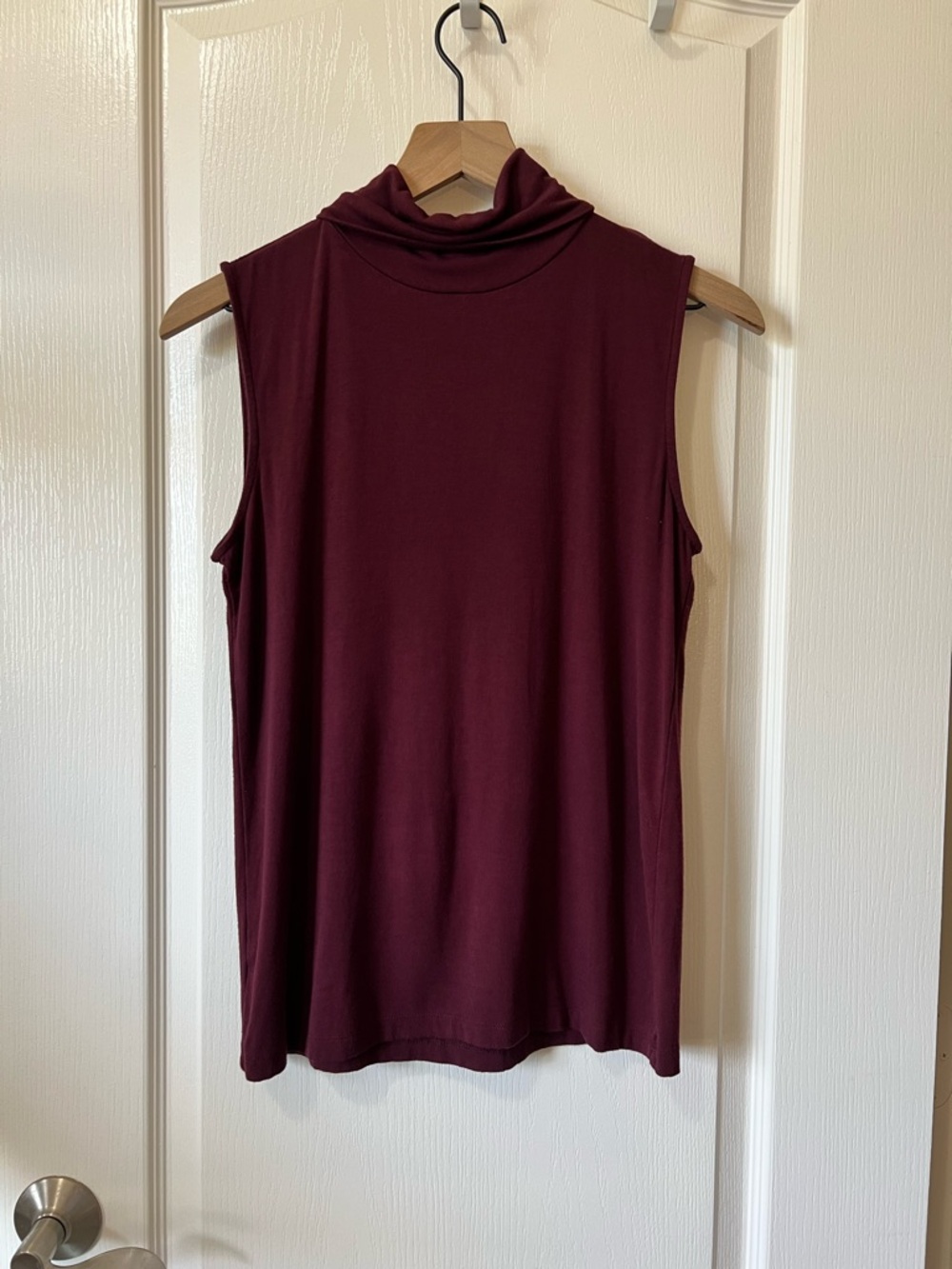 Ann Taylor Factory Sleeveless Mock Neck Tank in Wine